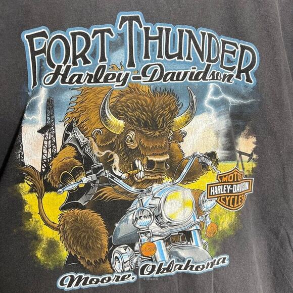 Harley Davidson Dark Gray Skull Graphic Print Short Sleeve Shirt Size 2XL Men's - Picture 7 of 13